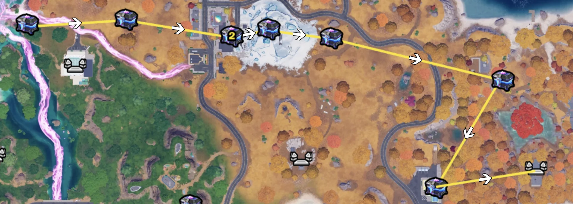 A community sprite farming loop drawn over the map