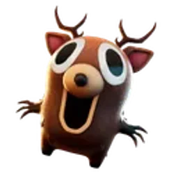 The Deer Sprite, a brown reindeer-like sprite with wide eyes and an open mouth